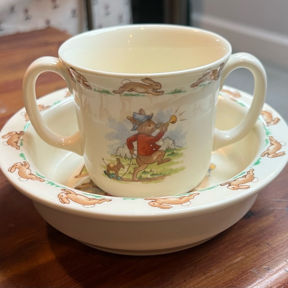 Vintage Bunnykins Royal Doulton Bowl and Cup Set 1936